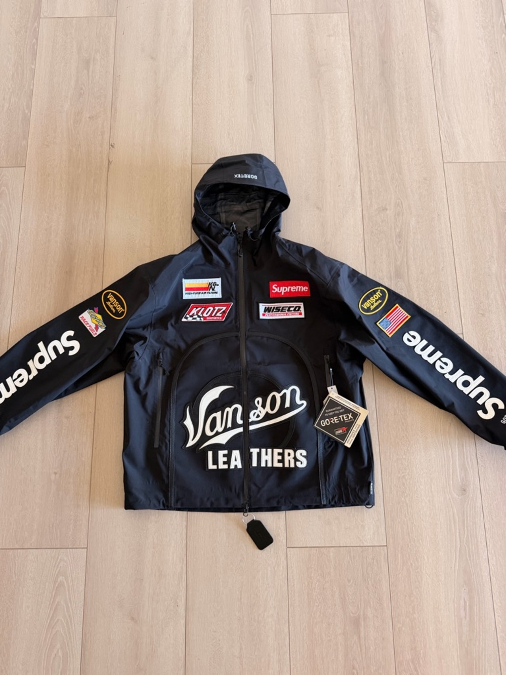 Vans Black Zip-Up Jacket with Leather Keyring Detail